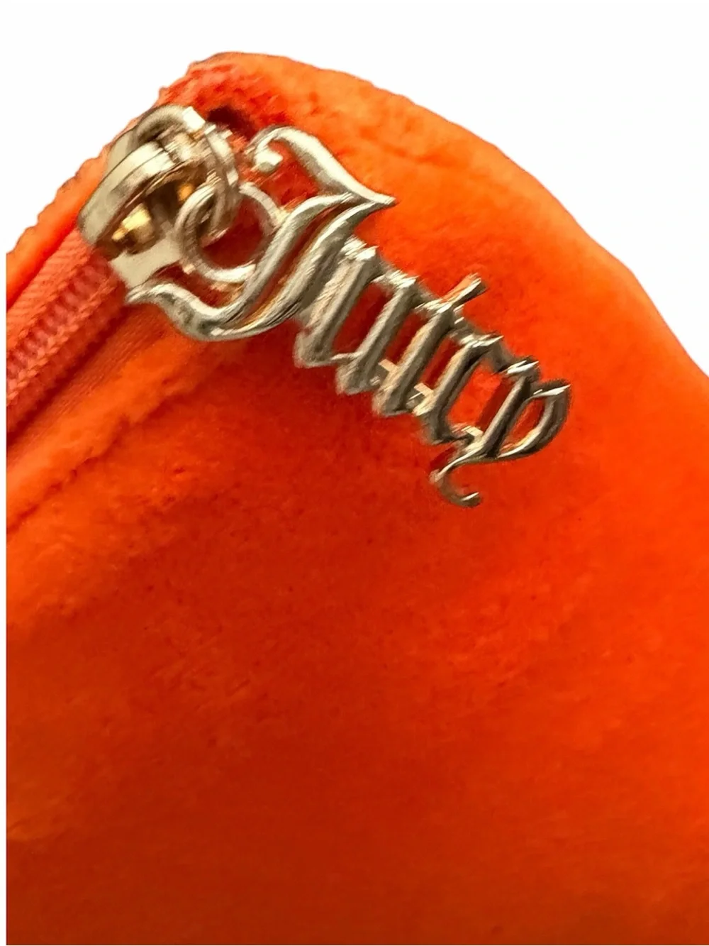 Juicy Couture Orange Velour Rhinestone Cosmetic Makeup Bag Y2K